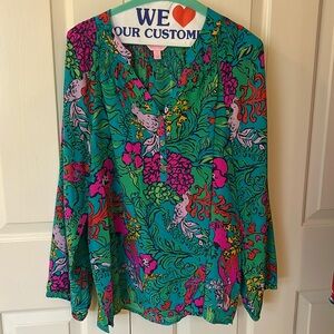 Lilly Pulitzer 100% silk Elsa blouse size large